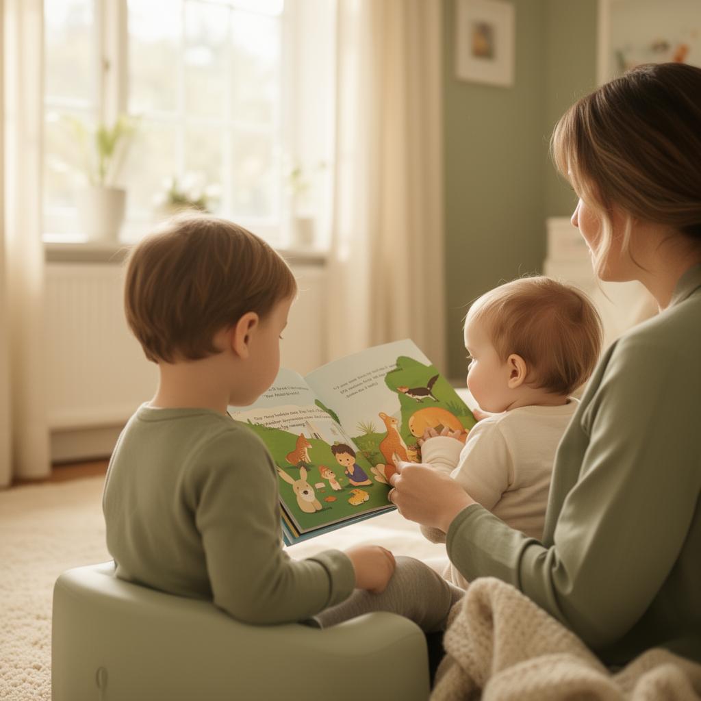 Caregiver reading with children